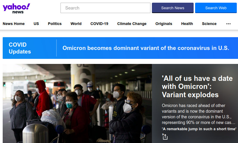 Yahoo News 20 Dec 2021: All of Us Have a Date with Omicron